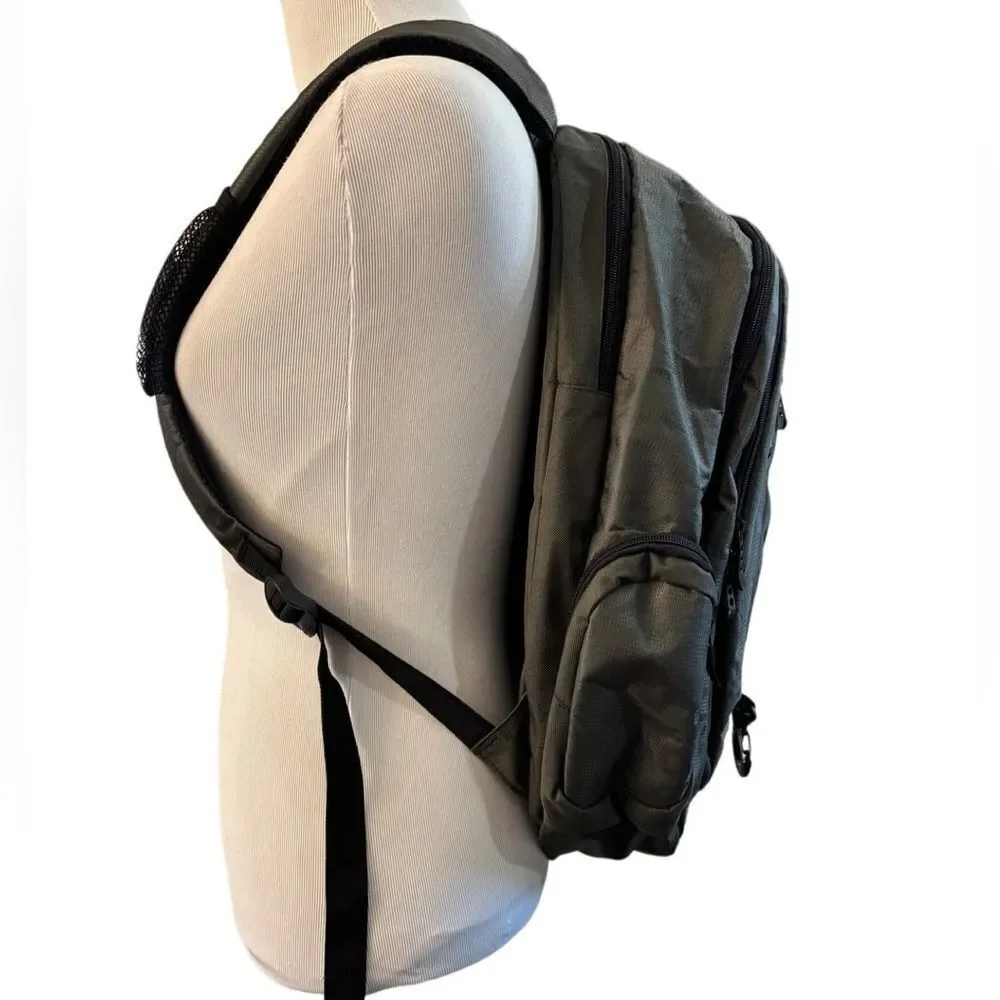 NWOT Olympia Backpack Green Black Laptop Travel School Bag Multi Pocket